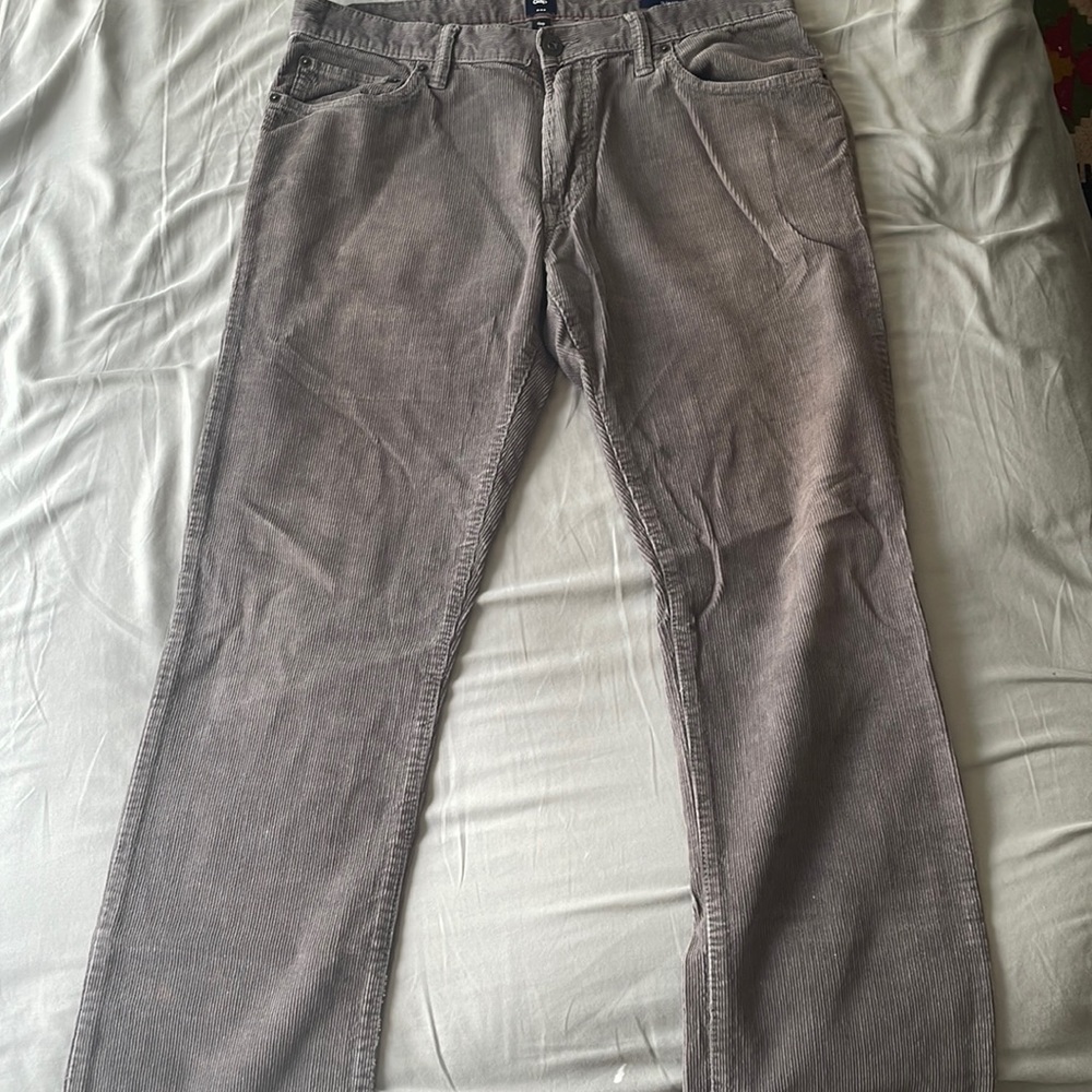 Mens Gray Corduroy Slim Fit Jeans